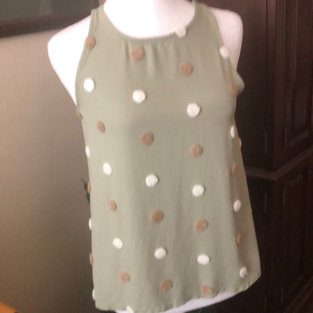 Blu Pepper Green Relaxed Polka Dot Tank Top